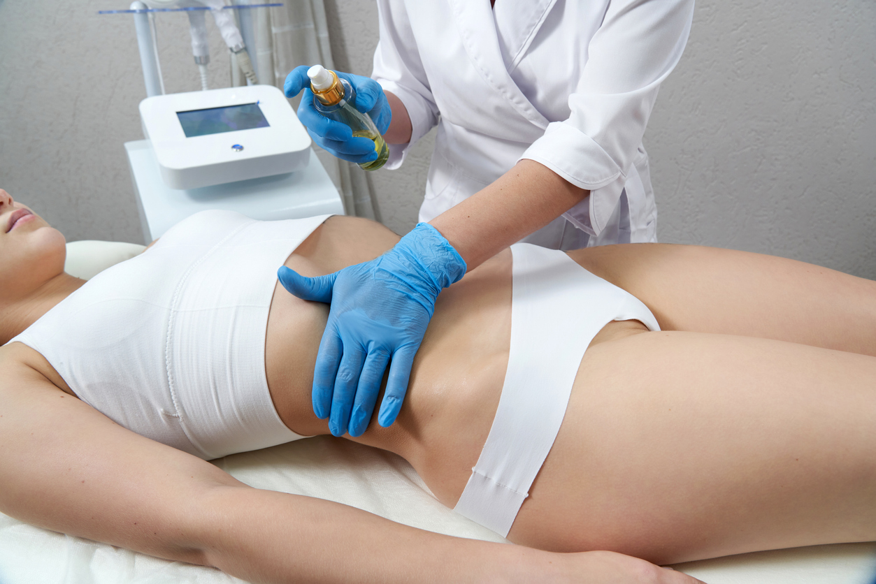 Hardware cosmetology. Young woman getting beauty treatment in a spa salon